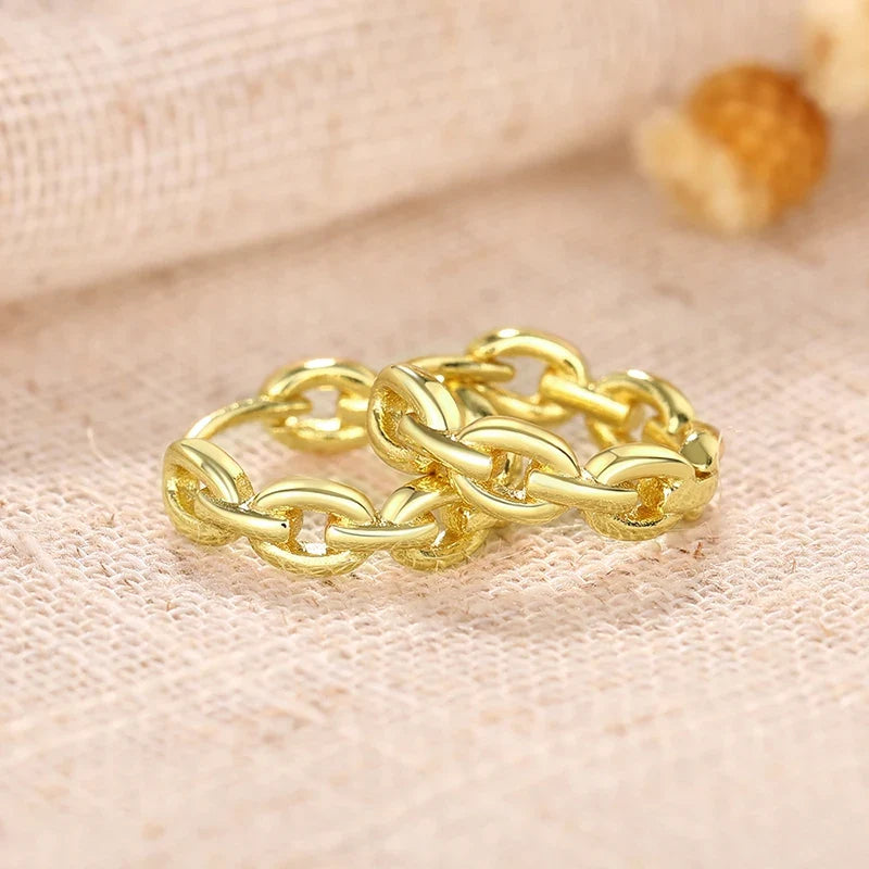Huitan Gold Chain Hoop Earrings – Geometric Women's Jewelry