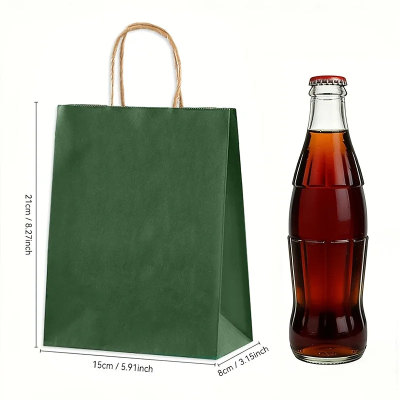 60-Pack Kraft Paper Gift Bags with Handles – Foldable & Reusable