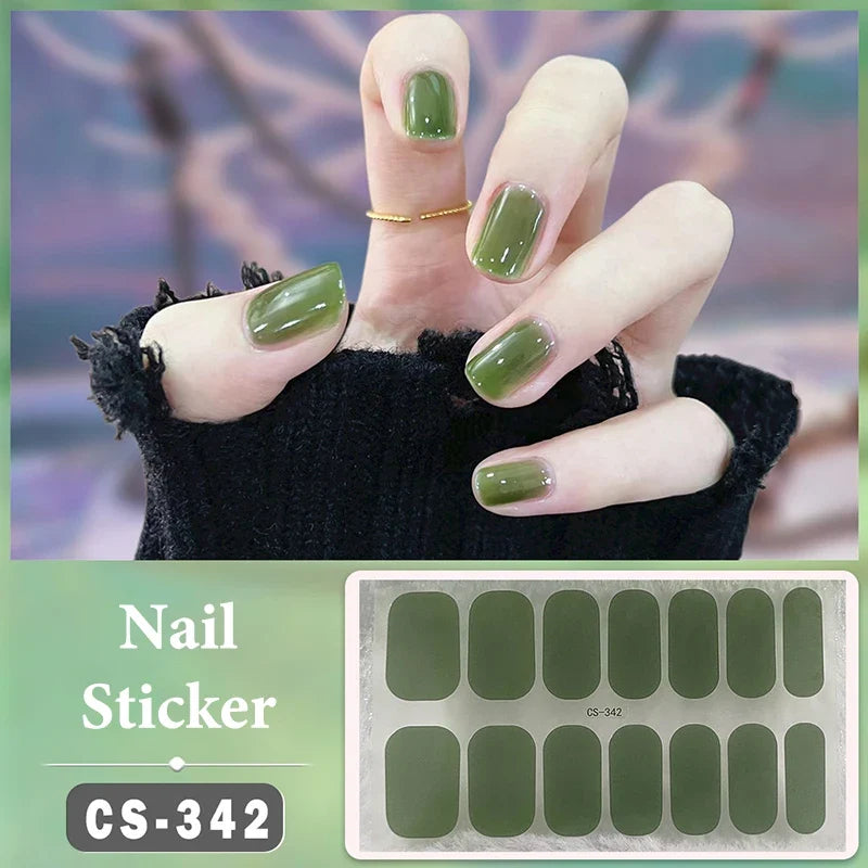Waterproof Full Cover Nail Wraps – No-Lamp Nail Stickers 14pc