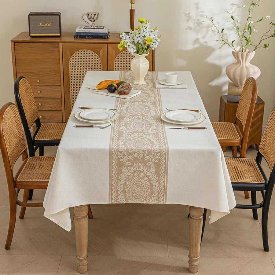Battilo Vintage Linen Tablecloth | Waterproof Rectangle Cover