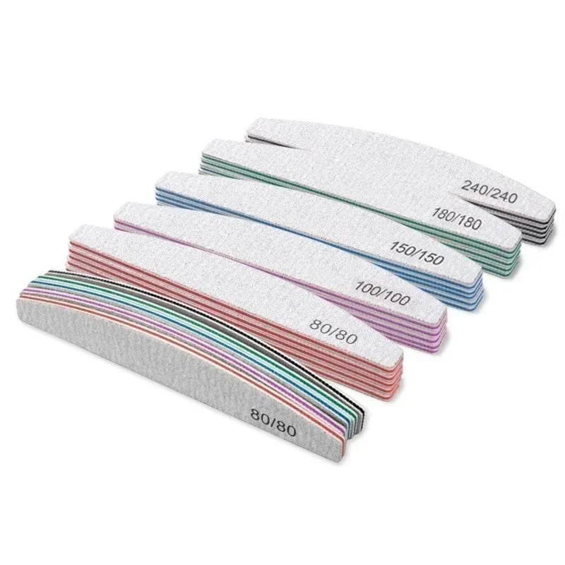 3-Piece Nail File Set – Buffer, Half Moon & Sandpaper 100/180 Grit