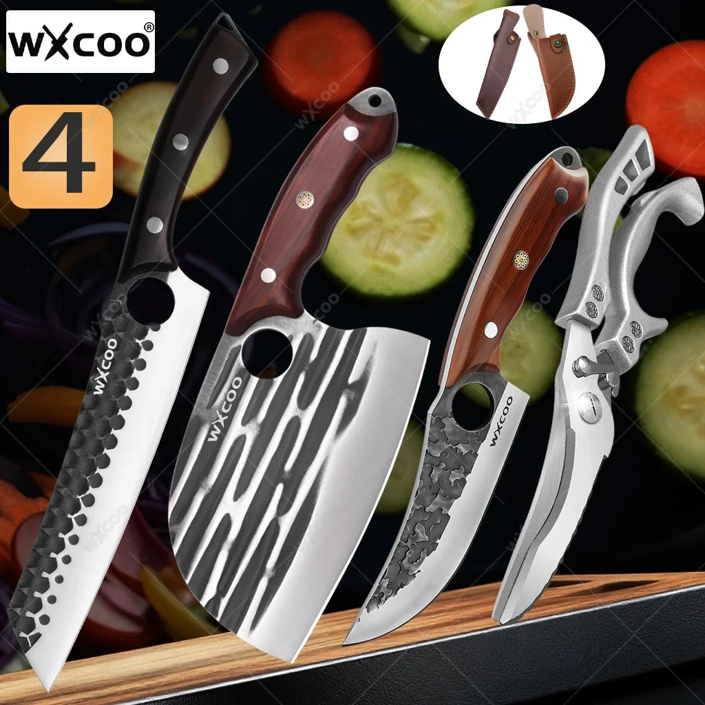 WXCOO Forged Chef's Knife Set – 5Cr15MOV Stainless Steel