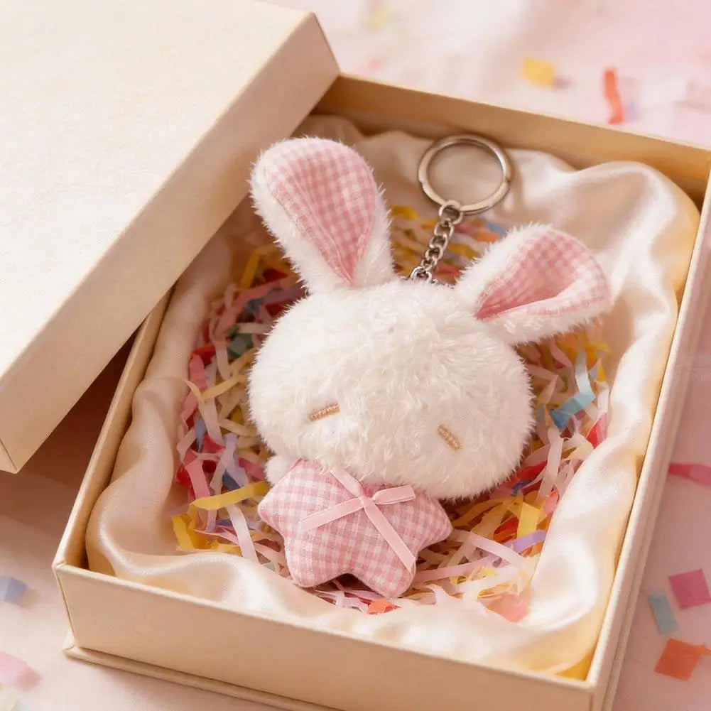 Mini Angel Bunny Plush Keychain – Kawaii Rabbit Stuffed Toy