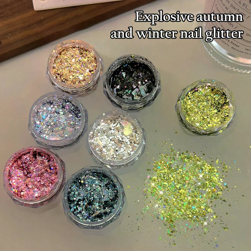 Holographic Chunky Glitter Flakes Iridescent Nail Art Sequins