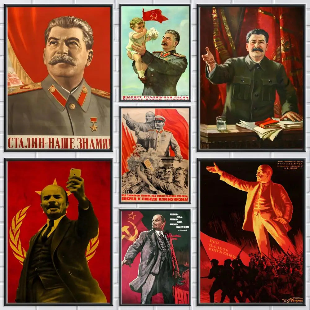 Lenin & Stalin Classical Canvas Wall Art Poster – Unframed