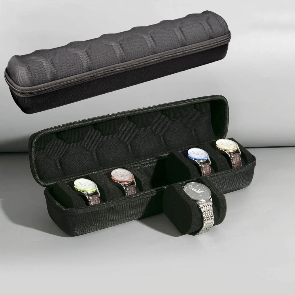 5 6-Slot Watch Case Hard Shell Travel Organizer Pillow Insert Ready