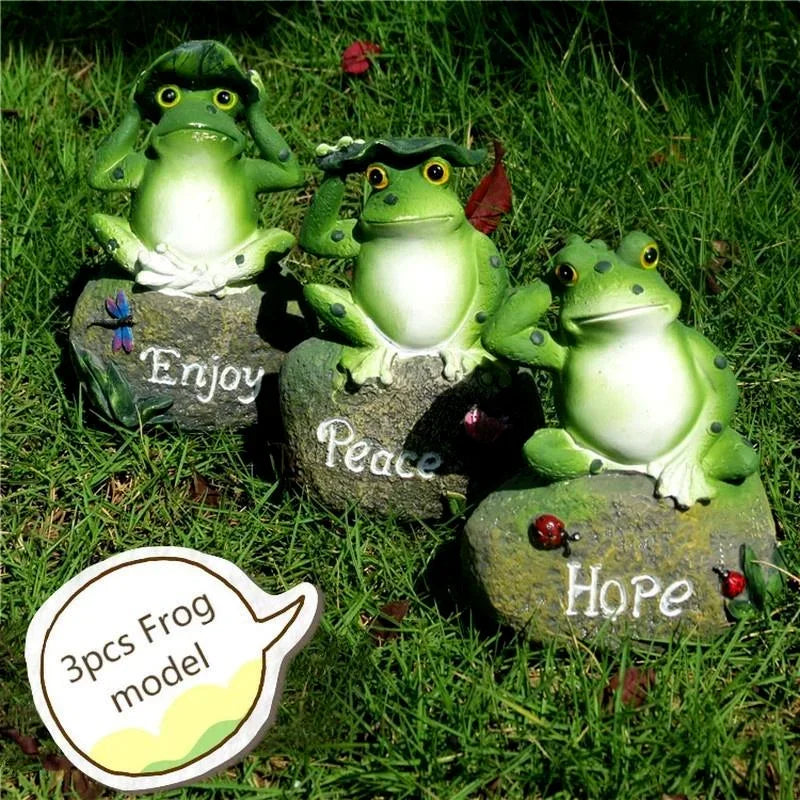 Frog Resin Garden Ornament – Stone Statue for Garden & Home