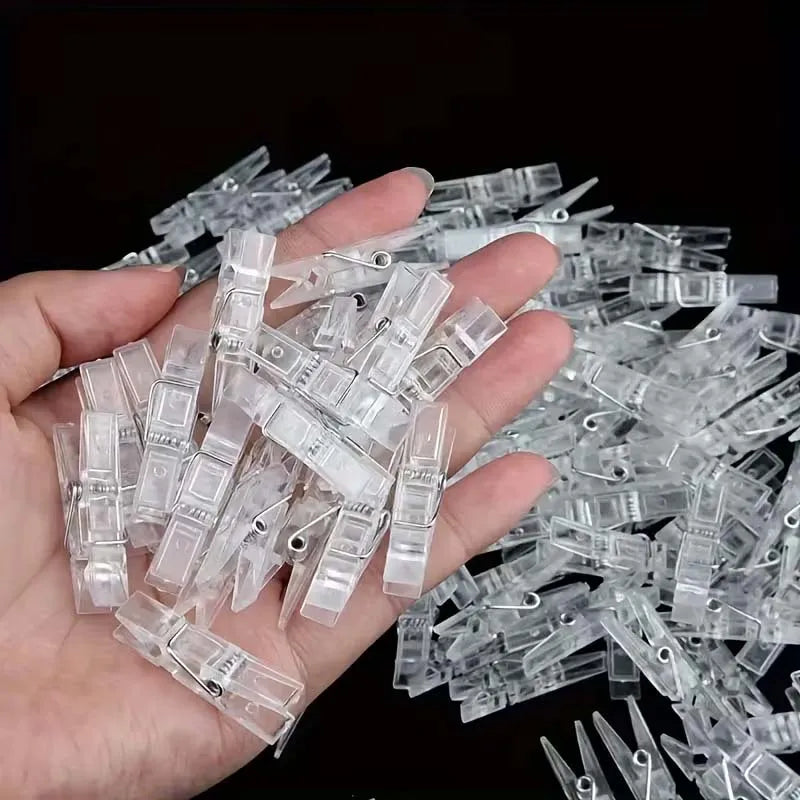 20-Pack Mini Clear Photo Clips – Spring Clothespins for Crafts