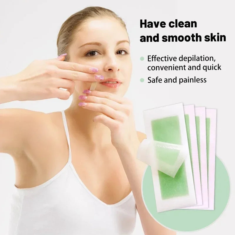 Non-Woven Wax Strips Hair Removal – 72 Strips + 4 Cleaning Sheets