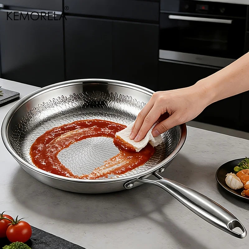 KEMORELA Hammered Steel Non-Stick Skillet 26/28/30cm Induction