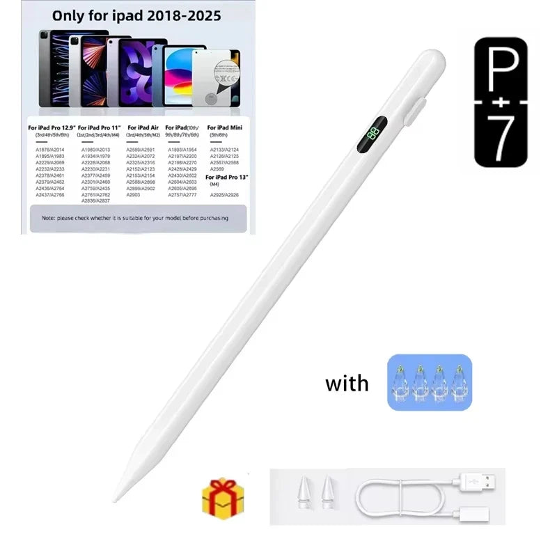 P+7 Active Stylus Pen for iPad – 4 Tips & Battery Display