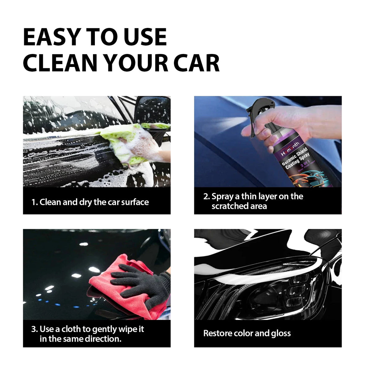 Homonth Ceramic Car Coating Spray | Polish & Hydrophobic Shield