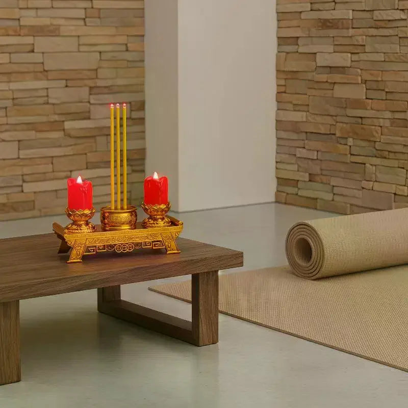 LED Prayer Candle Light | Smokeless Swinging Flame | Golden