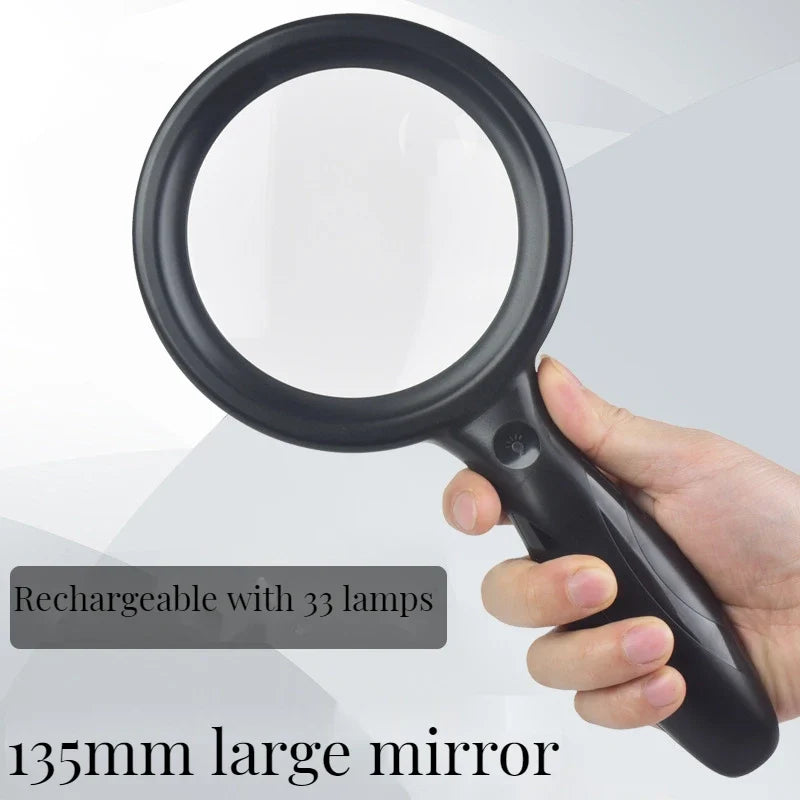 135mm LED Handheld Magnifier – Rechargeable 2x/13x Loupe