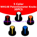 30-Piece Plastic Potentiometer Knobs 6mm Shaft – 5 Colors