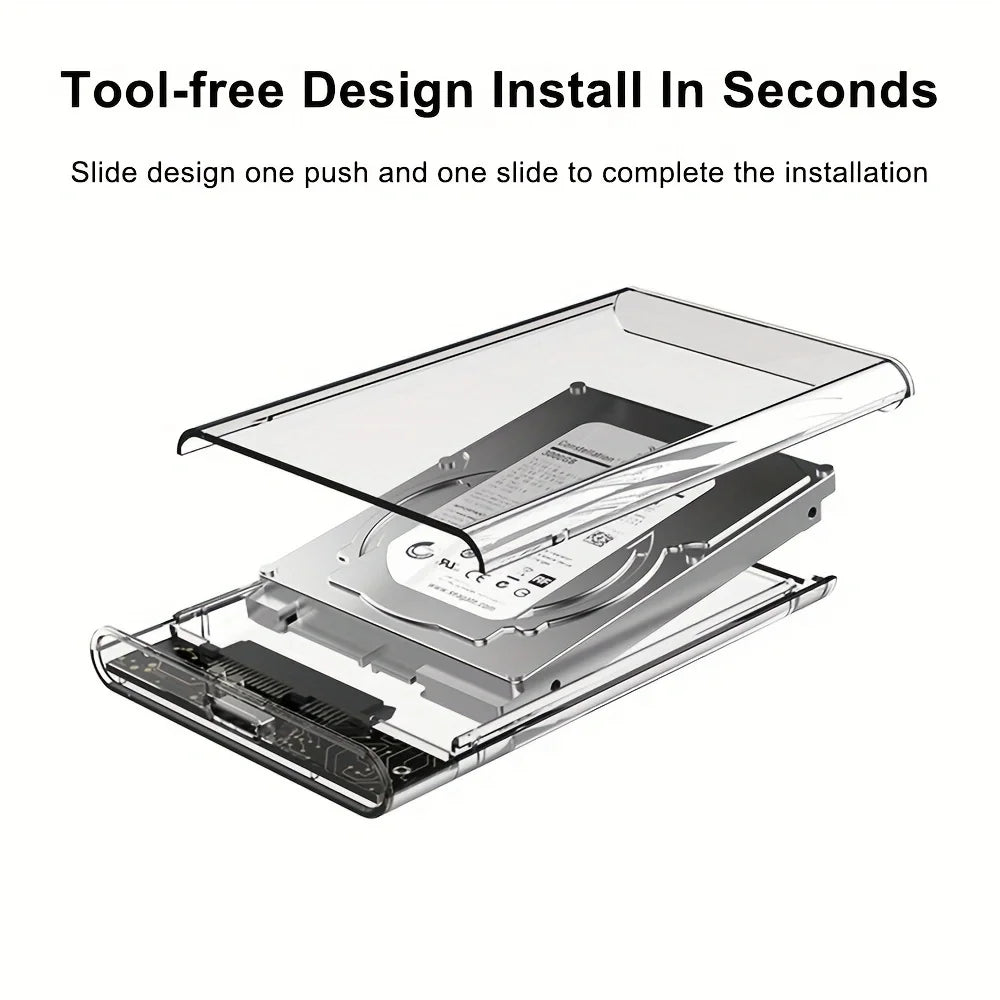 HDD SSD Case SATA USB 3 1 C 4TB Transparent External Hard Drive