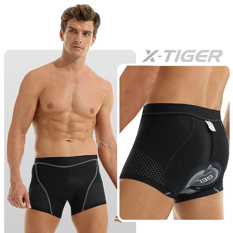 X-TIGER Men's 5D Gel Padded MTB Cycling Boxer Shorts