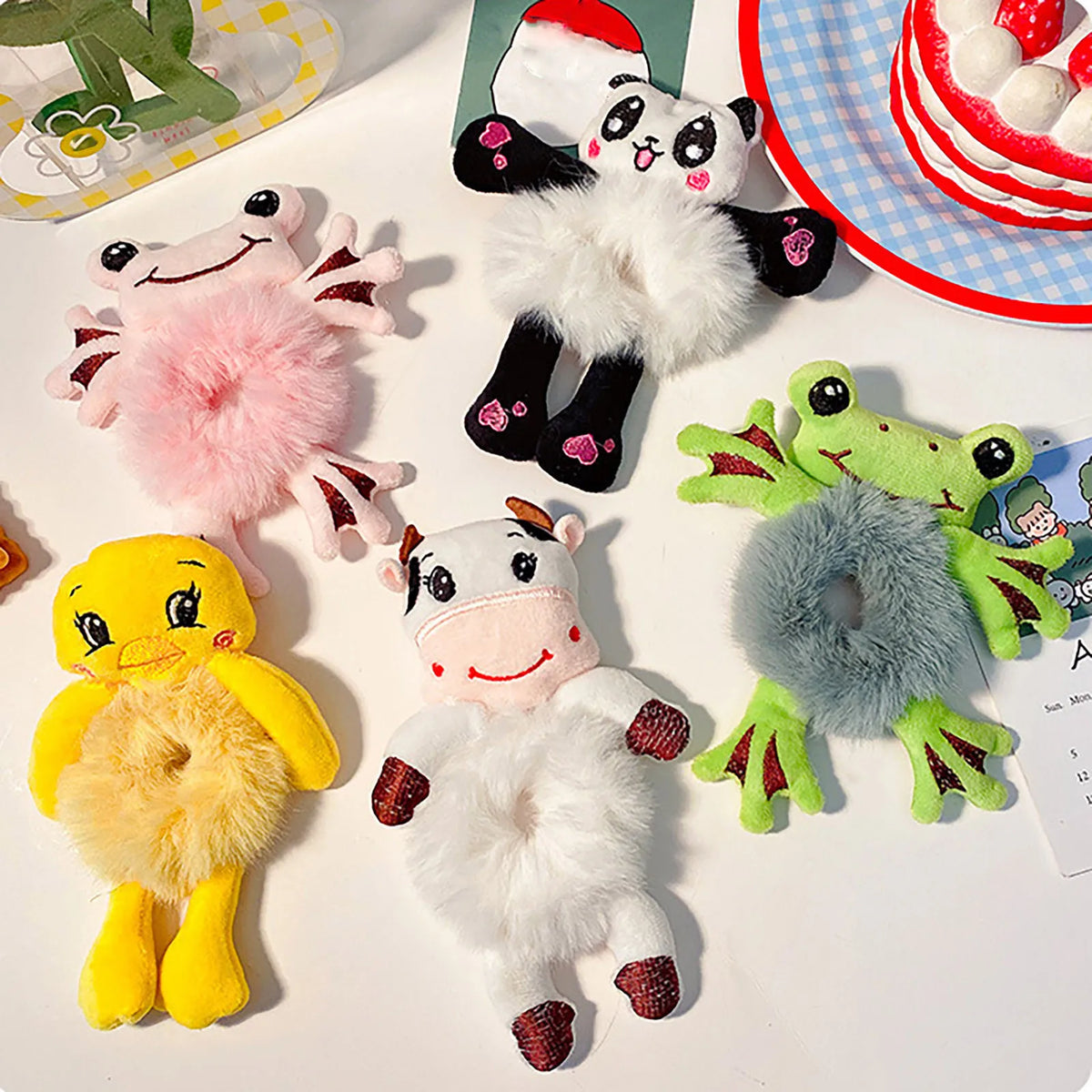 Cute 3D Cartoon Plush Hair Tie – Girls & Women Ponytail Holder