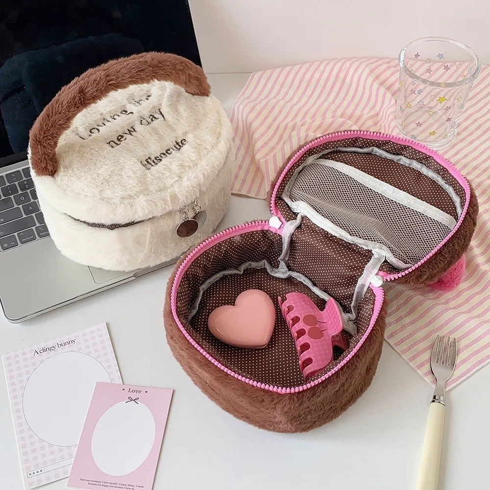 Plush Cosmetic Bag – Travel Makeup & Toiletry Organizer Pouch
