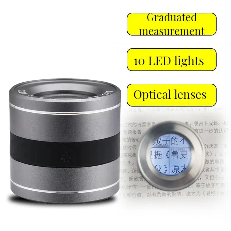 10X LED UV Magnifier Loupe – Scale Magnifying Glass for Jewelry
