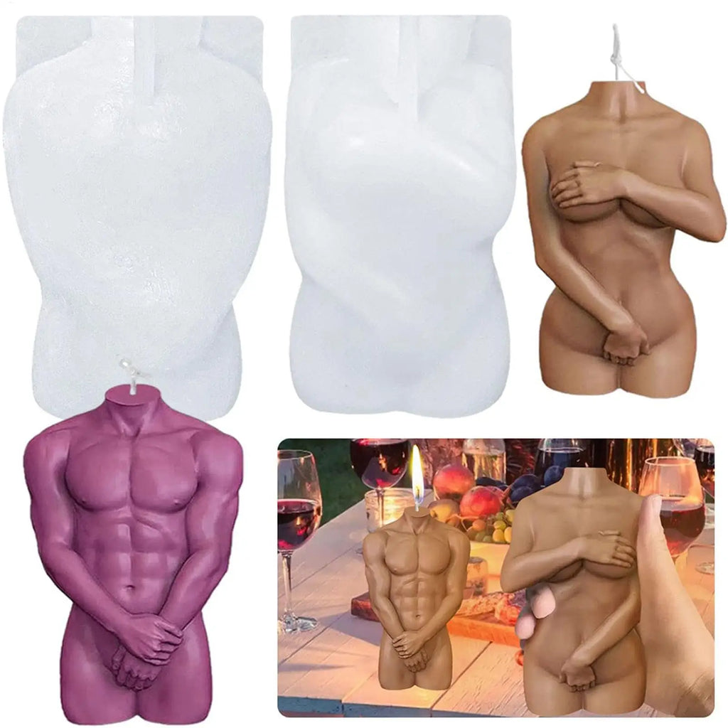 Male Body Candle Mold 3D Naked Shy Women Men Shape Mould Art Female