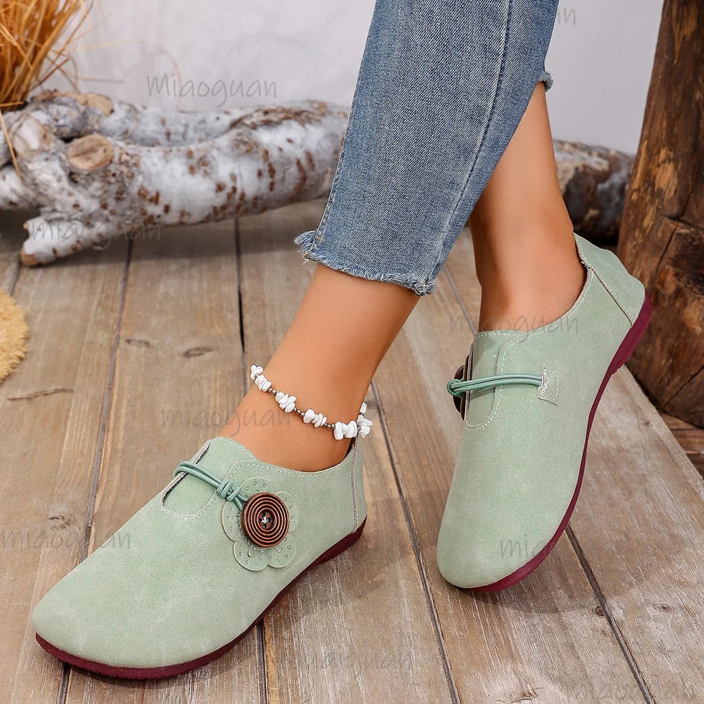 Women's Roman Style Flat Shoes – Soft PU Leather Casual Flats
