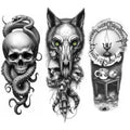 3-Pack Black & Grey Cobweb Rose Temporary Tattoos | Waterproof