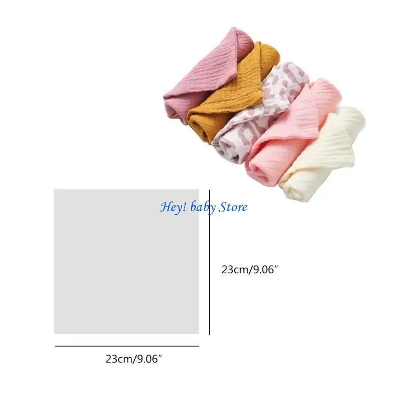 5-Pack Baby Soft Cotton Square Washcloths | Infant Wipes Set