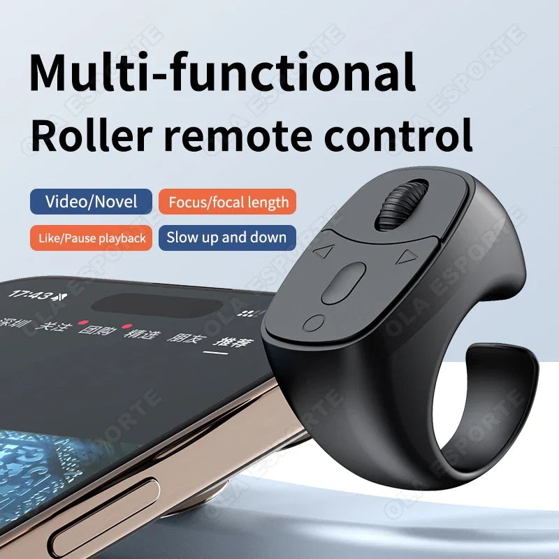Bluetooth Ring Remote – Page Turner, Selfie & Video Scroller