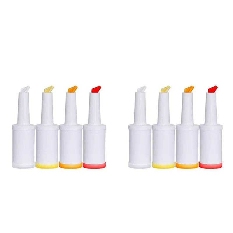 8-Pack 34 Oz Colorful Juice Pouring Bottles | Bar Dispensers