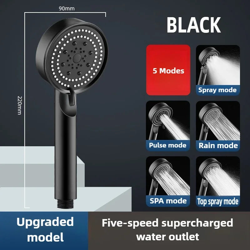 High Pressure Handheld Shower Head – 3 Modes, Water Saving