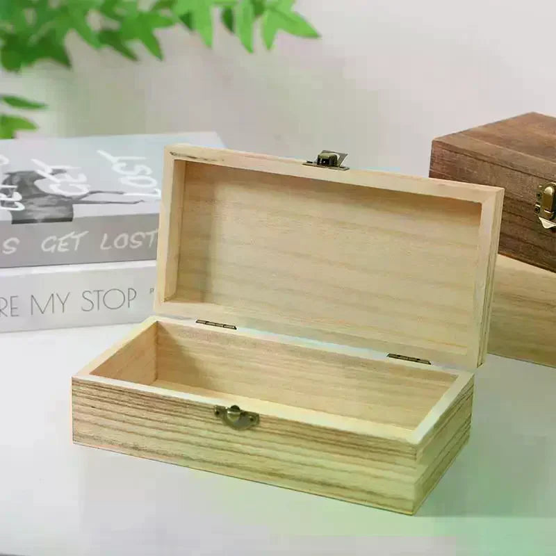 Rectangular Wooden Storage Box Organizer Case Simple Container