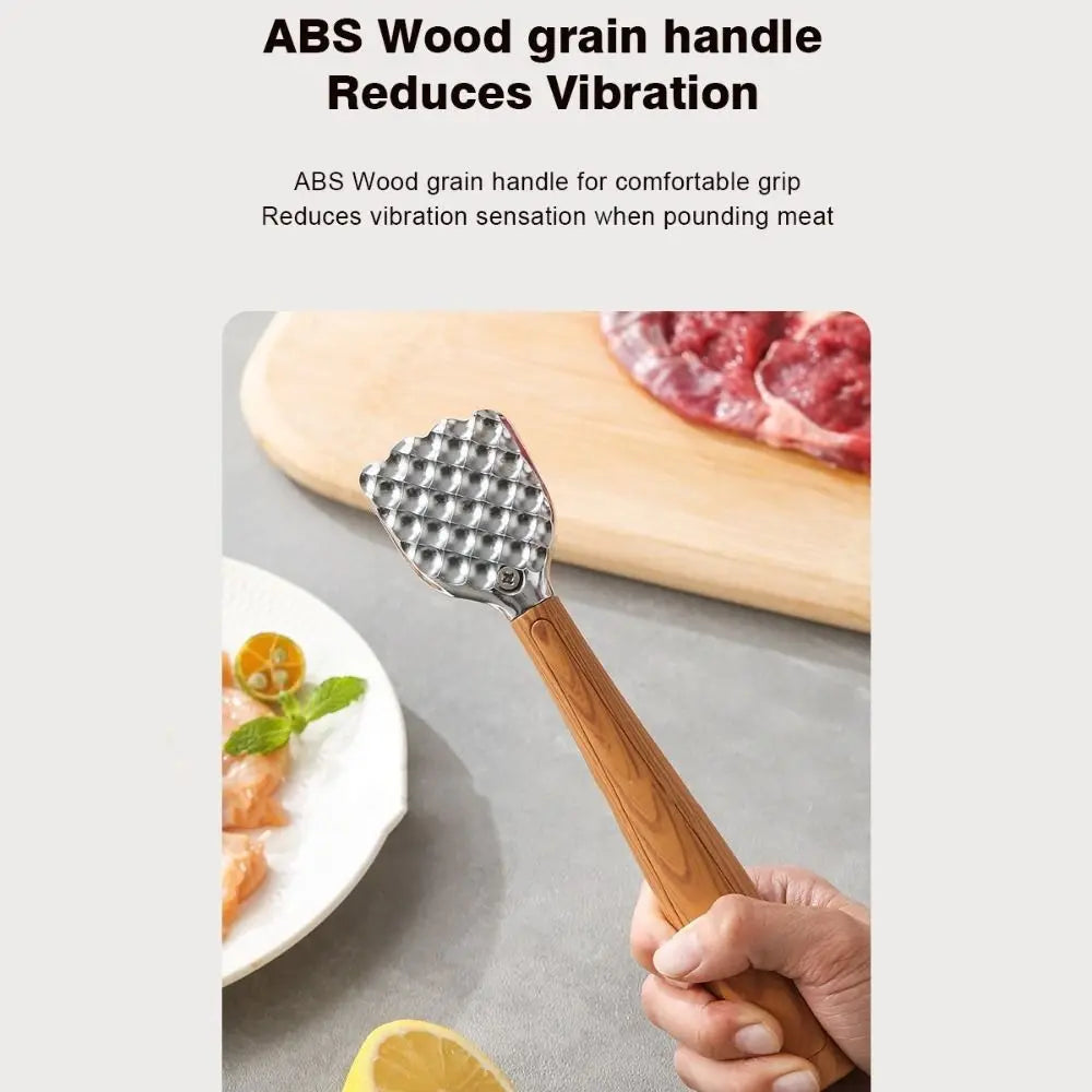 Double-Sided Meat Tenderizer Mallet | Zinc Alloy Wood Handle