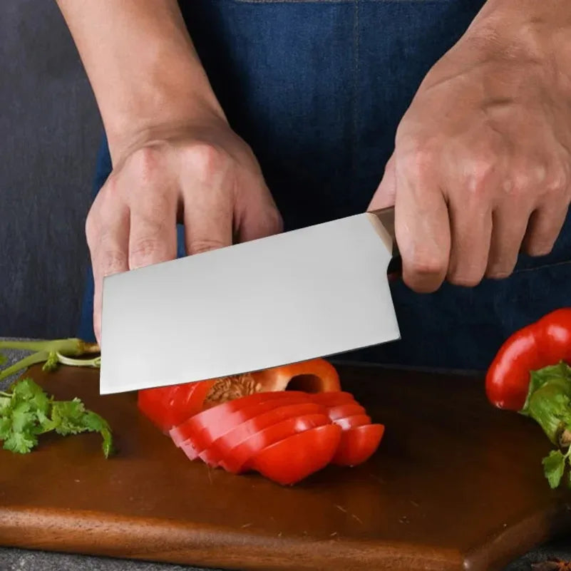 InLeung Stainless Steel Chef's Cleaver Knife – Wood Handle