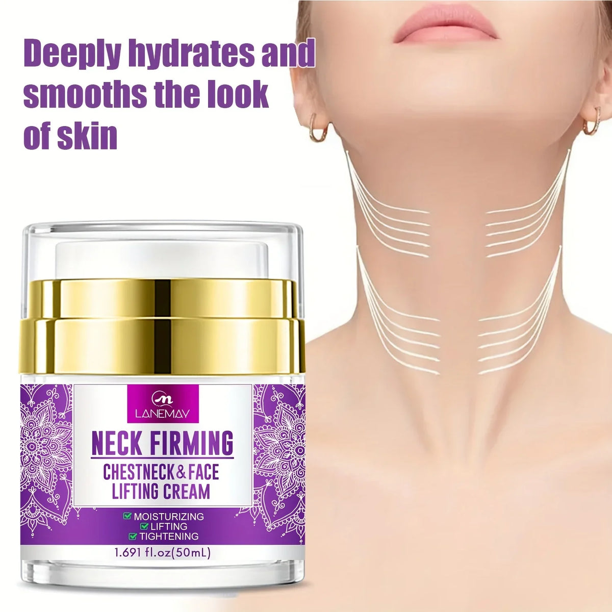 Neck Firming Cream – Hyaluronic Acid, Peptides & Collagen