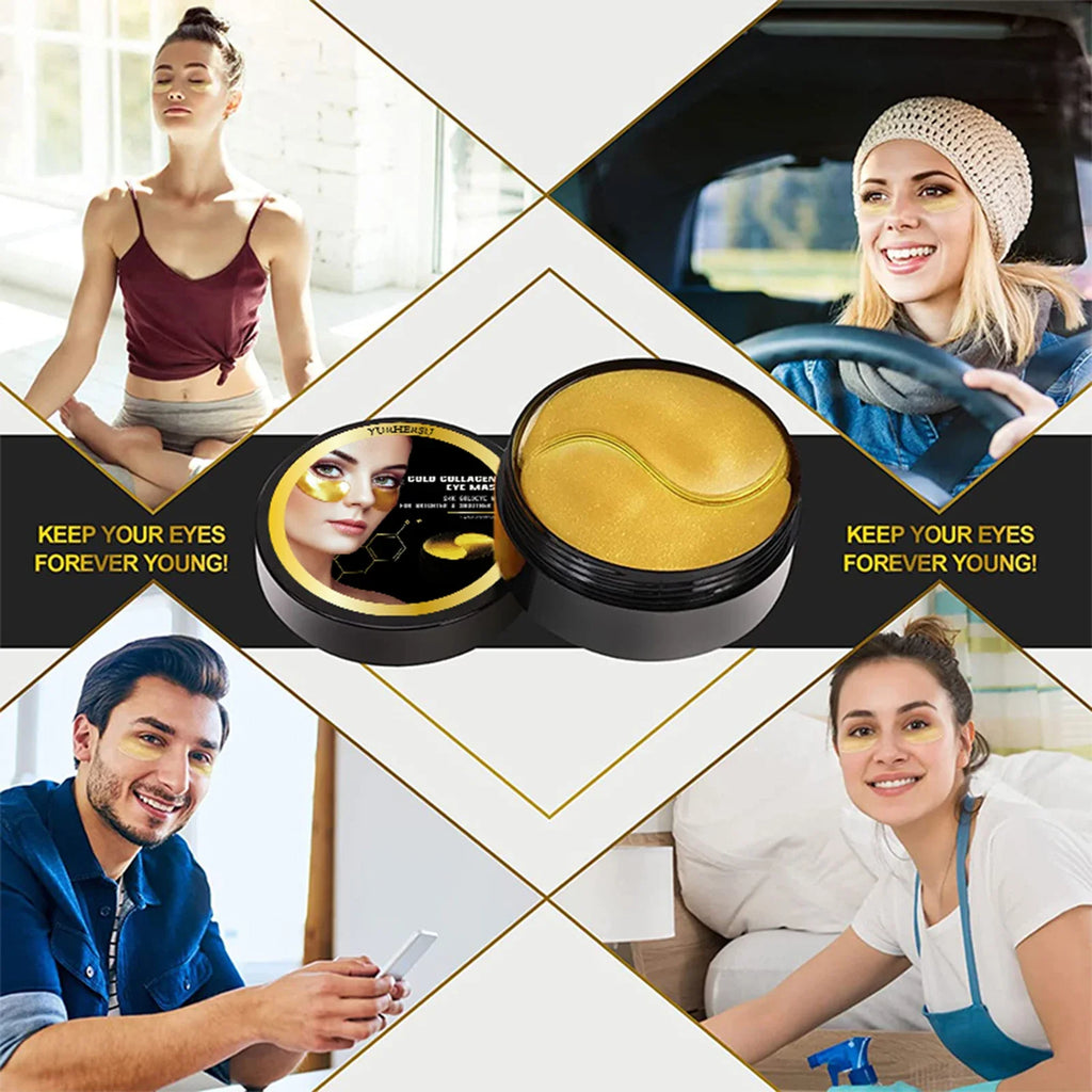 60 Pairs 24K Gold Under Eye Patches – Brightening & Lifting