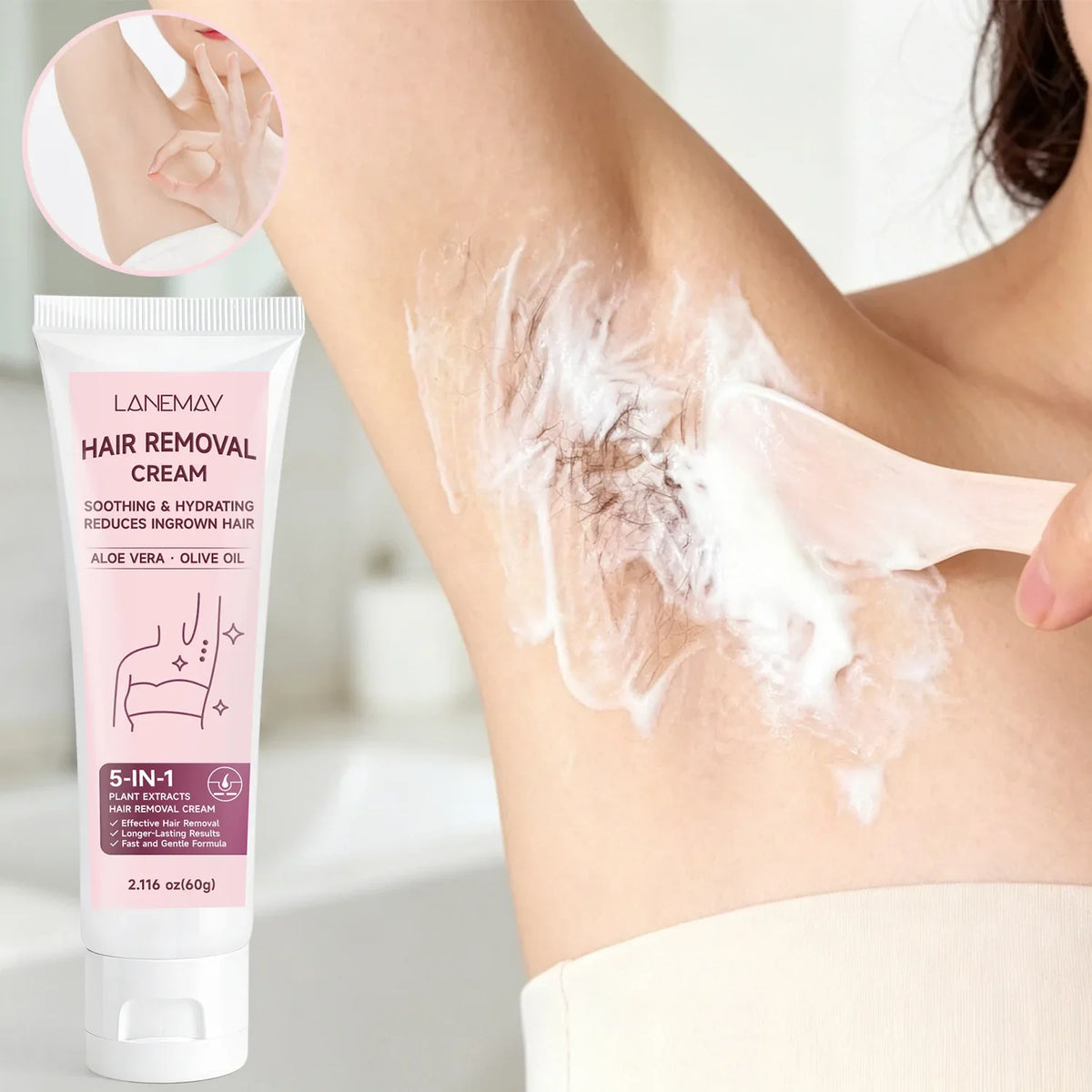 5-in-1 Hair Removal Cream – Aloe Vera & Olive Oil | 60g