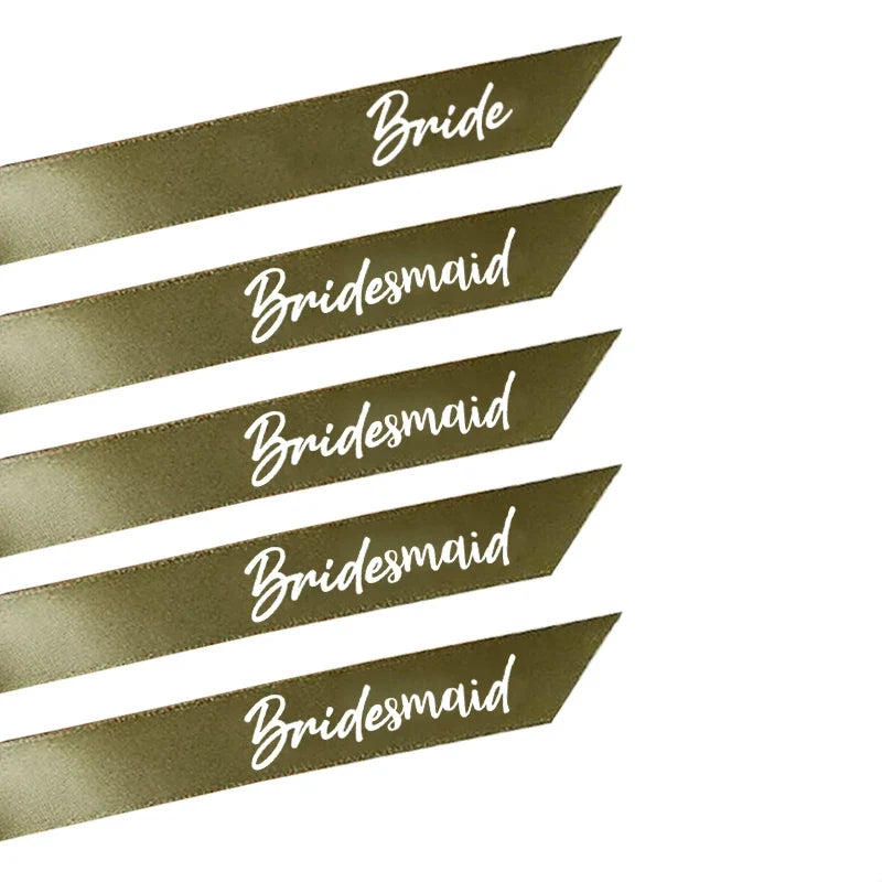 5-Pack Bride Bridesmaid Ribbon Champagne Glass Tags | Wedding