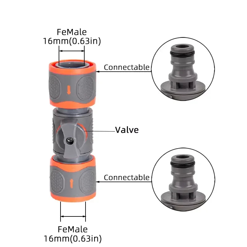 Double-End Quick Connect Garden Hose Adapter & Shutoff Valve