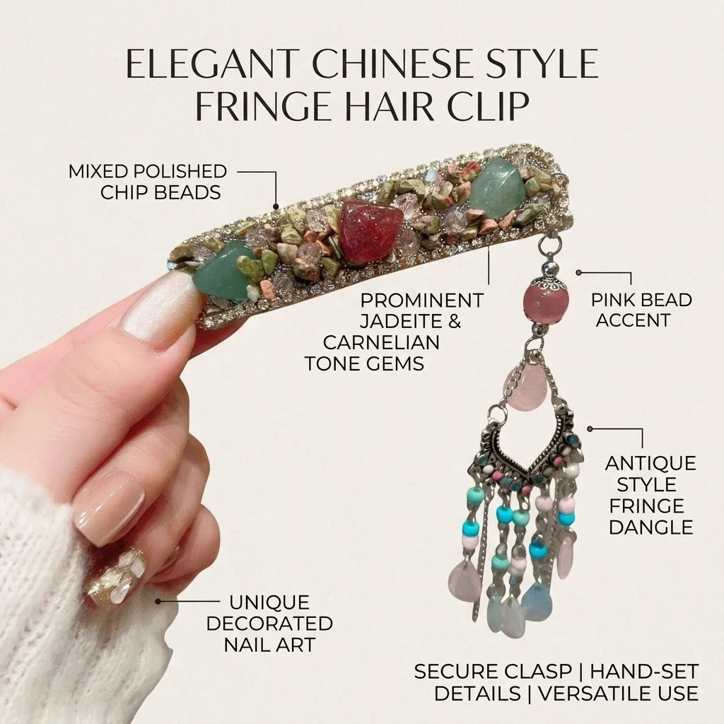 Chinese Beaded Fringe Hair Clip | Wedding & Daily Barrette