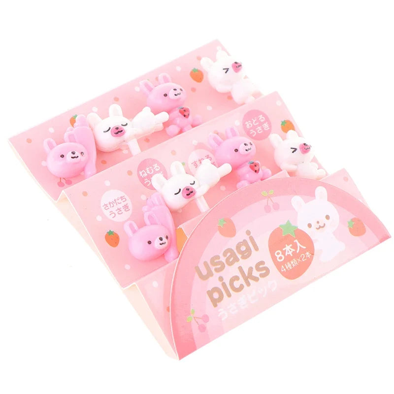 8-Piece Cute Animal Fruit Forks – Kids Bento & Party Picks