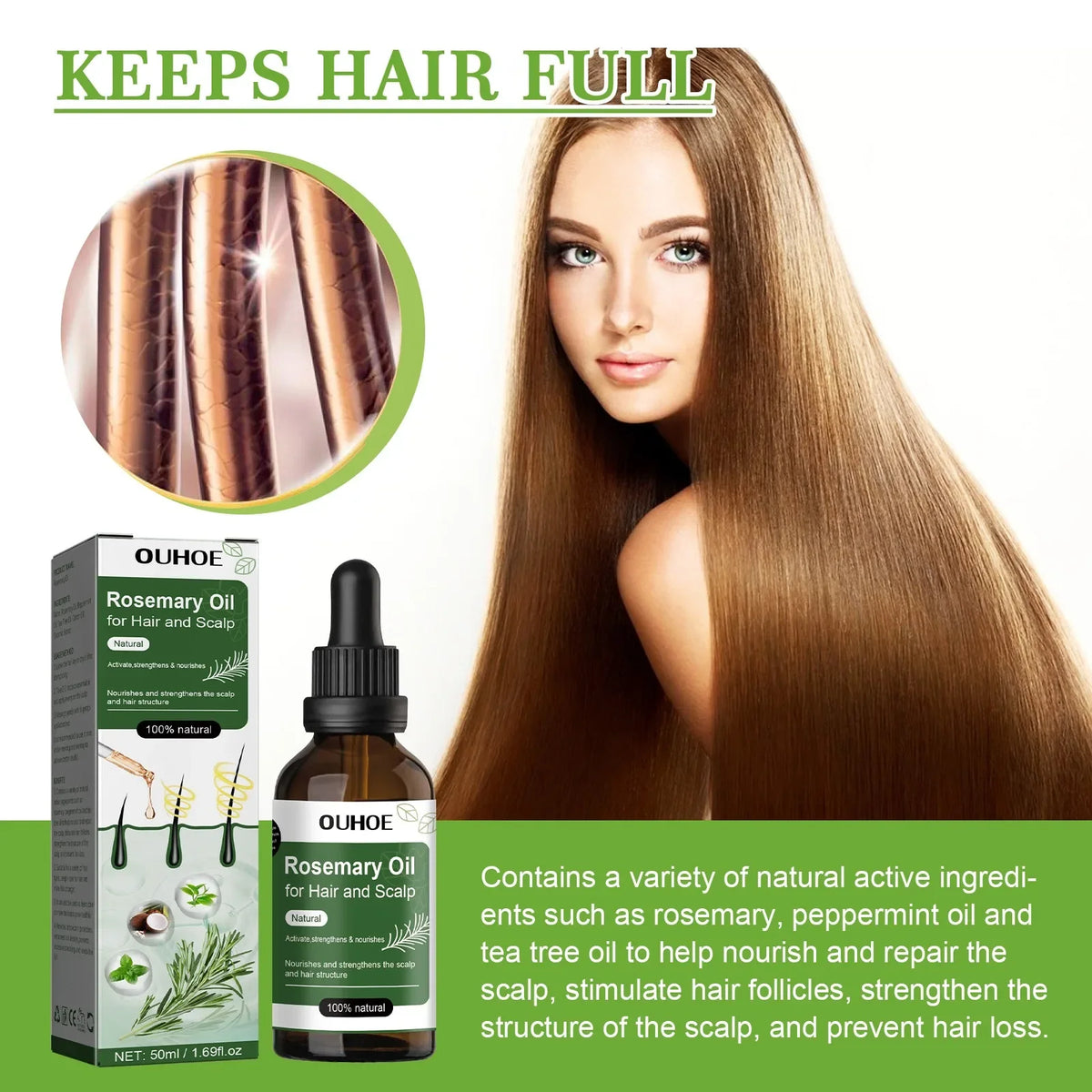 Rosemary Essential Oil for Hair Growth & Scalp Care 50ml