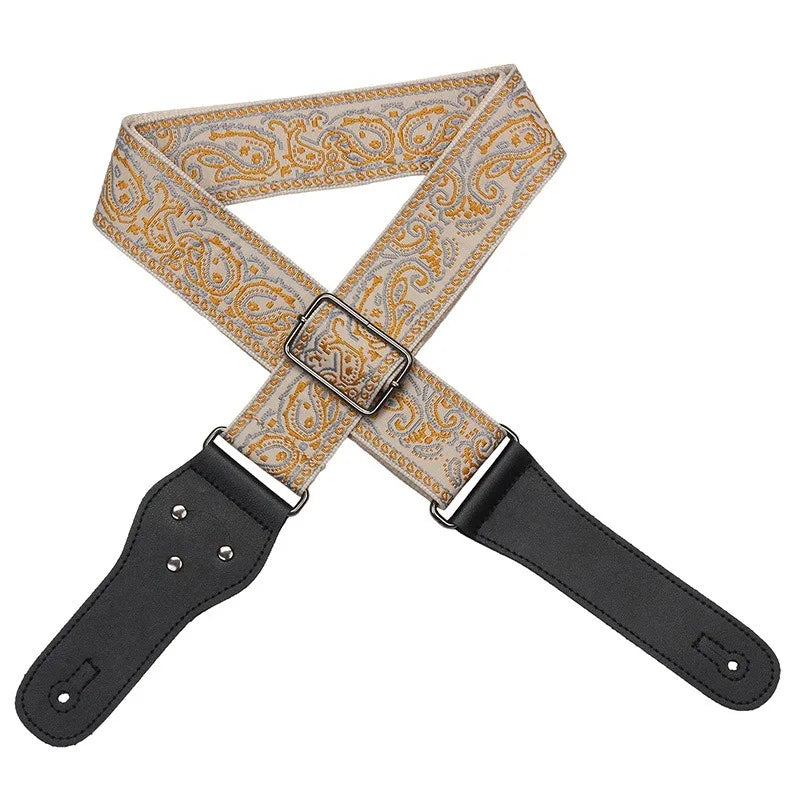 Pluggable Pick Embroidered Guitar Strap Jacquard Acoustic Shoulder