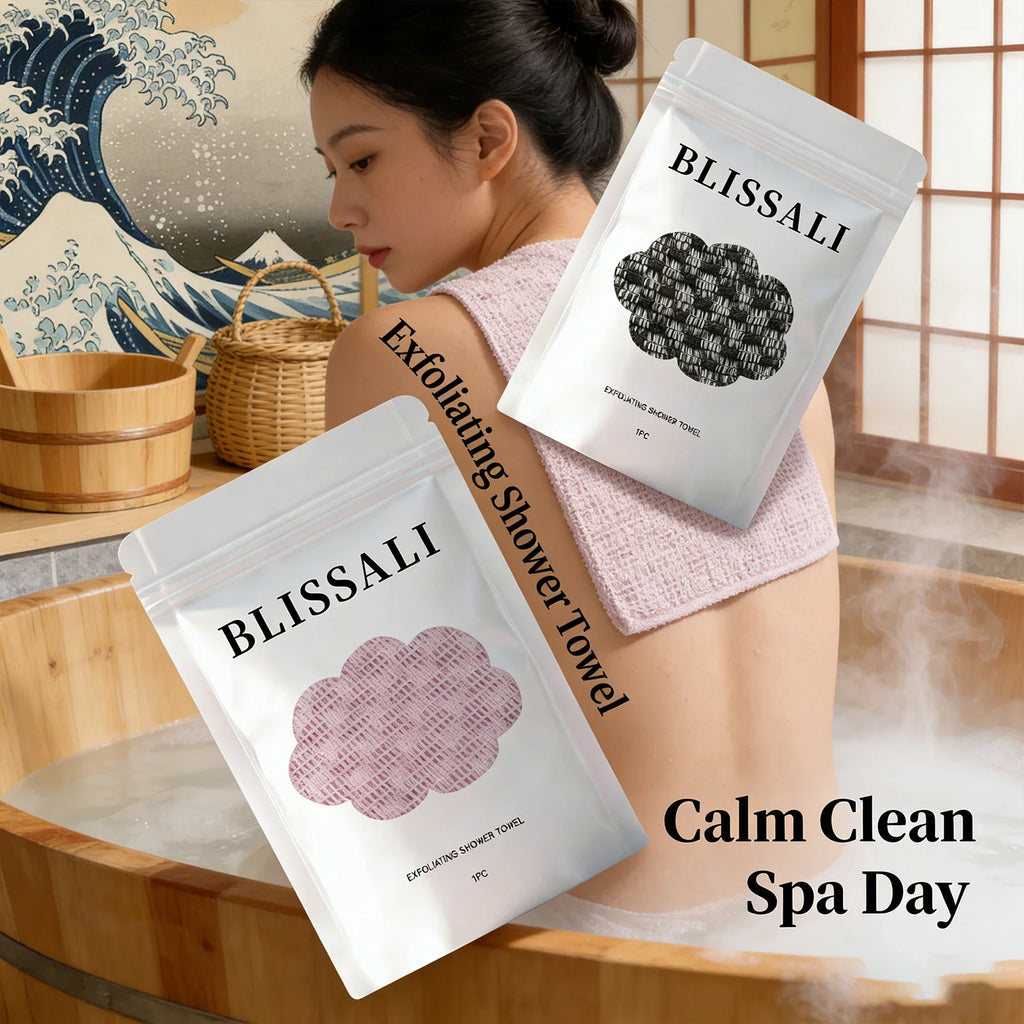 Dual-Sided Exfoliating Body Towel – Back Scrubber & Bath Sponge
