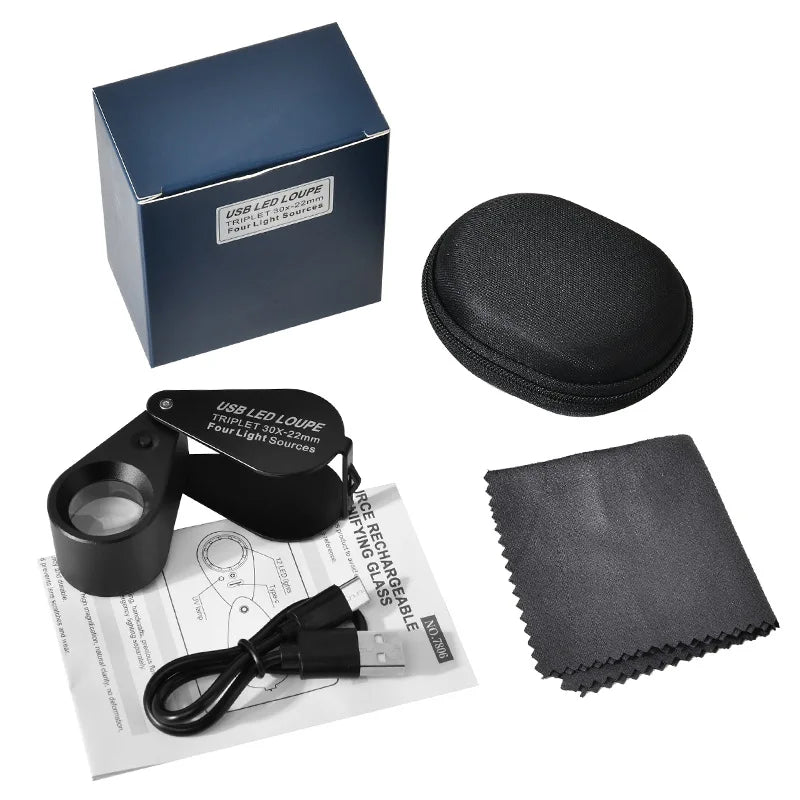 10X 20X LED Magnifying Glass – 13 LED Fluorescent Loupe