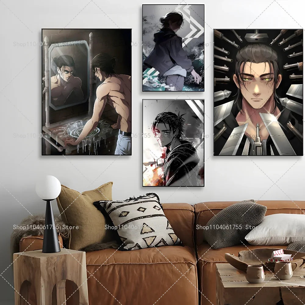 Attack on Titan Eren Yeager Anime Poster – Waterproof Wall Sticker