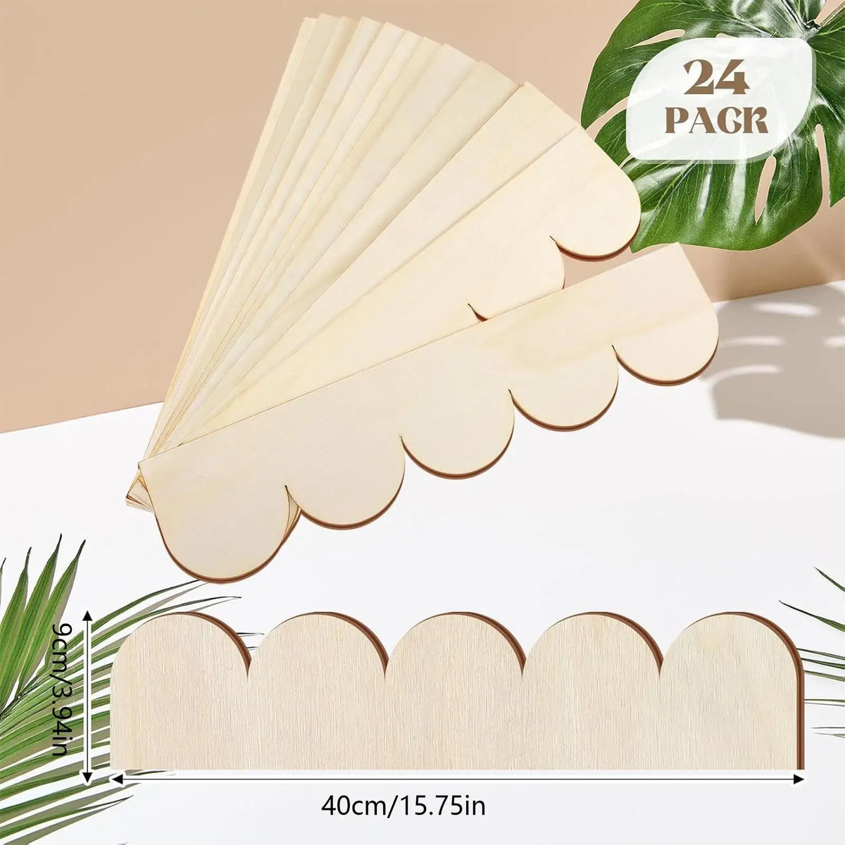 Scalloped Wood Trim Molding Strips 24Pcs – Unfinished DIY Edge