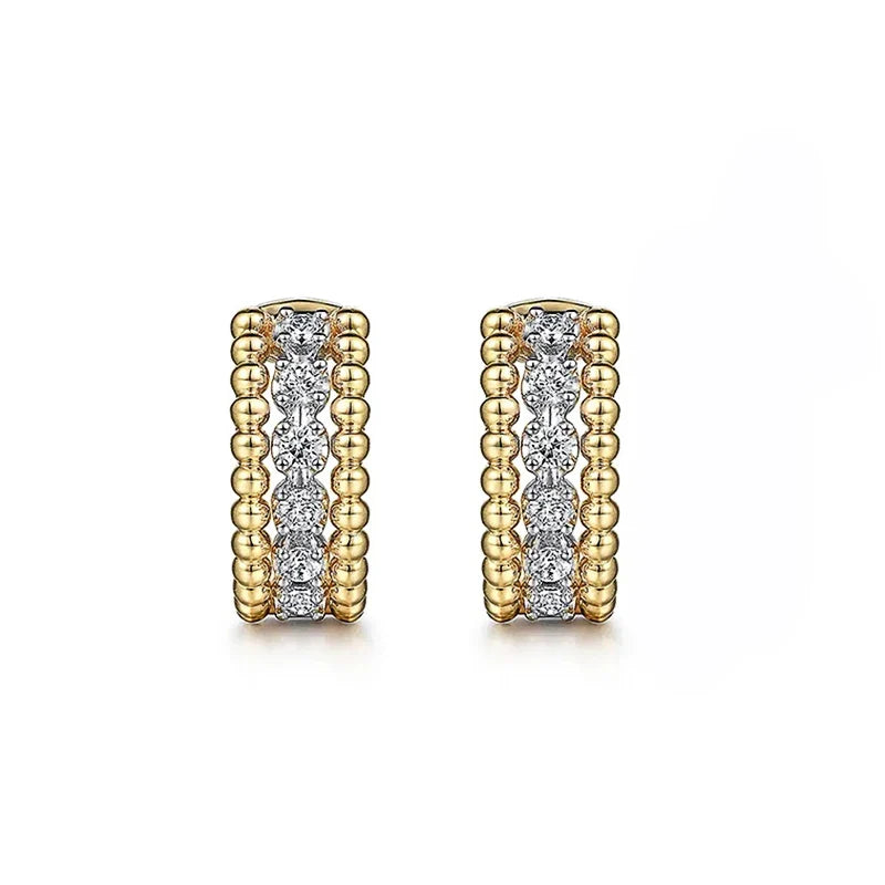 Huitan Two-Tone Hoop Earrings – Cubic Zirconia Women's Hoops