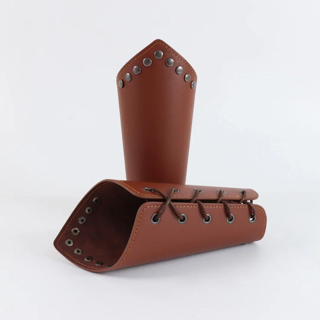 Medieval PU Leather Gauntlet Wristband Arm Bracers Punk Bracer Wrist