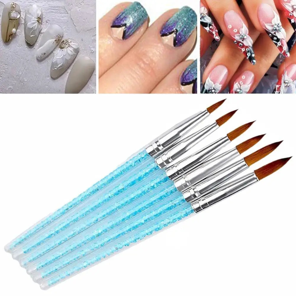 6-Piece Nail Art Brush Set – UV Gel, Acrylic & Glitter Pens